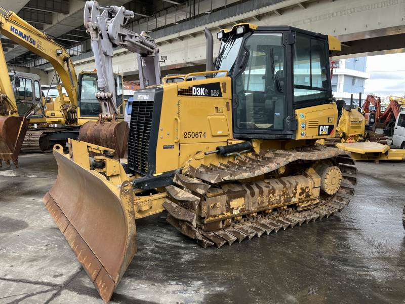 Used Caterpillar D3K2 LGP bulldozer at a Japanese equipment yard
