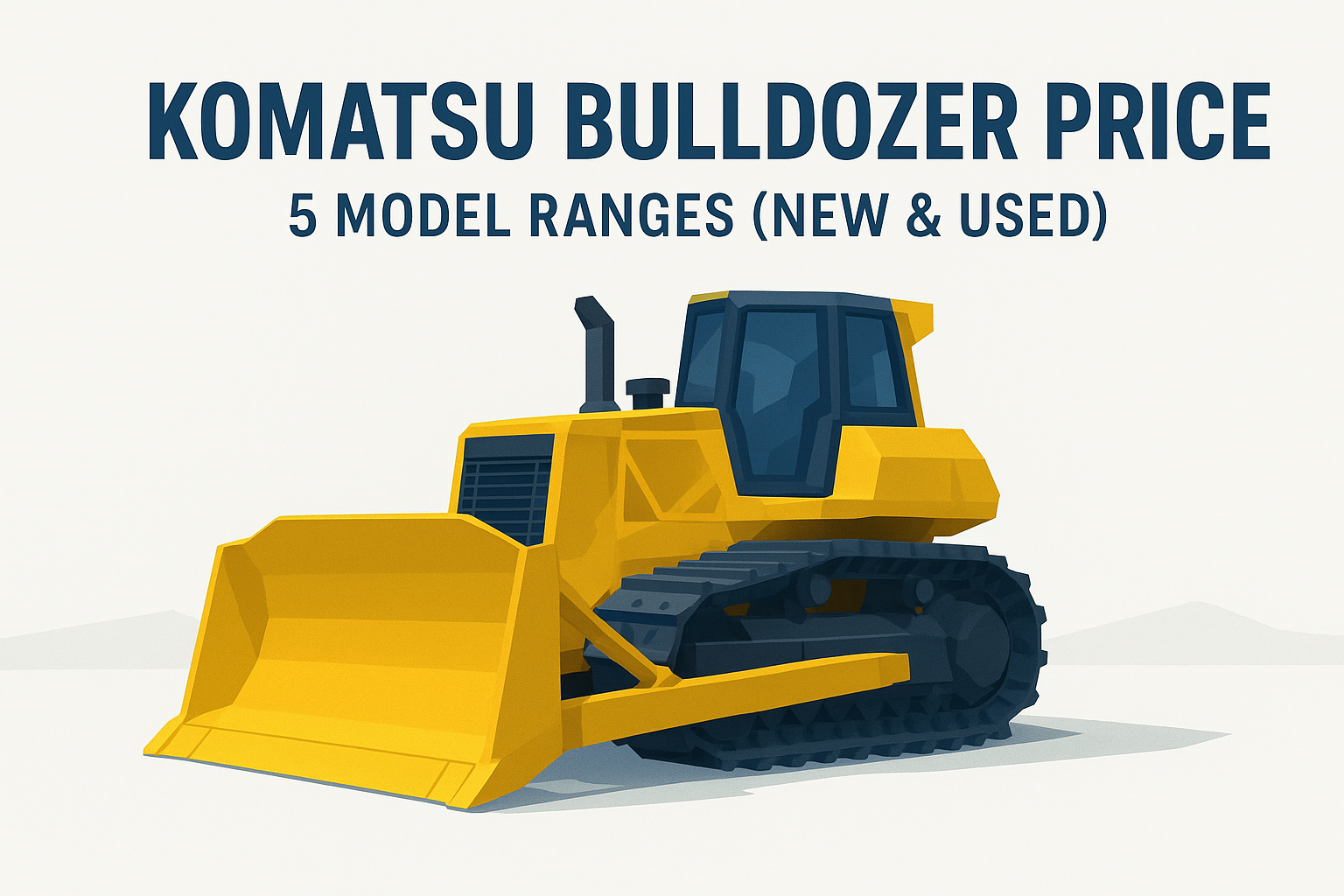 Illustration of a yellow Komatsu-style bulldozer with its blade lowered
